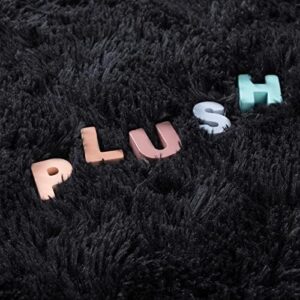 Noahas Fluffy Area Rugs for Living Room,4x5.3 Feet Black Rugs for Bedroom,Thick Shag Throw Floor Carpet,Soft Shaggy Bedside Non-Slip Plush Dorm Nursery Kids Rug Home Decor Aesthetic - Image 7
