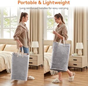 Lifewit 2 Pack Laundry Hamper Large Collapsible Laundry Baskets, Freestanding Waterproof Clothes Hamper with Easy Carry Handles in Laundry Room Bedroom Bathroom College Dorm for Adults, Black, 2 x 80L - Image 5