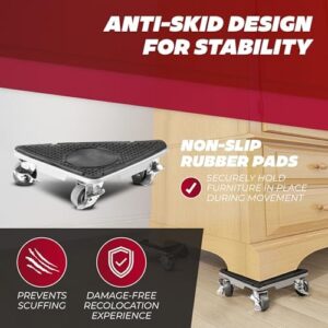 Furniture Movers with 3 Wheels & Lifter Set - 360° Rotation, Supports 2650 lbs - Includes 4 Dollies, Pry Bar, Non-Slip Pads, & Storage Bag - Image 5