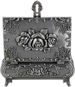 Hipiwe Vintage Metal Jewelry Box Small Trinket Jewelry Storage box For Rings Earrings Necklace Treasure Chest Organizer Antique jewelry Keepsake gift Box Case for Girl Women (Large) - Image 8