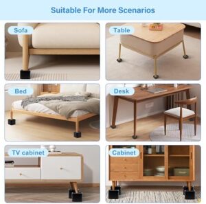 MinBoo Furniture Risers Solid Bamboo Bed Riser Double Sided Non-Slip Anti Tipping Square Stackable Adjustable Block Desk Sofa Chair Legs Refrigerator Washing Machine Support up to 5000 pounds 4 Pack - Image 5