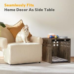 Dog Crate Furniture, SAUCE ZHAN Dog Kennel with Cushion for Small/Medium Dogs, End Side Table Wooden Crate for Pets Indoor, Brown - Image 2