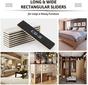 CO-Z Large Furniture Sliders - 8 Pack, 2 1/2" x 9" Rectangle Reusable Furniture Sliders for Carpet, Heavy-Duty Furniture Gliders Movers for Hardwood Floors, Plastic Moving Pads for Heavy Furniture - Image 3