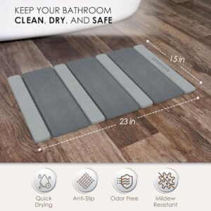 Stone Bath mat, Diatomaceous Earth Shower Mat, Non-Slip Super Absorbent Quick Drying Bathroom Floor Mat, Natural, Easy to Clean. (Dark Gray) - Image 2