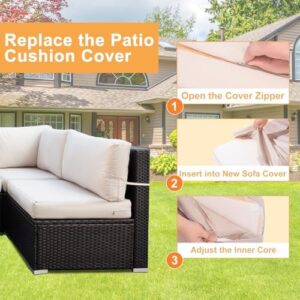 14 Piece Outdoor Patio Cushion Covers Replacement, Outdoor Couch Cushions Covers with Zippers, Waterproof Patio Furniture Cushion Slipcovers for Couches,Outdoor Patio Furniture (14 piece sets,Beige） - Image 6