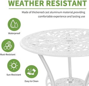 Patio Bistro Sets 3 Piece,Cast Aluminum Bistro Table and Chairs Set of 2 with 1.97" Umbrella Hole,All Weather Bistro Table Set Outdoor Patio Furniture for Garden,Yard(Butterfly White) - Image 2
