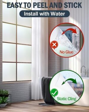 Frosted Glass Window Privacy Film with Installation Tools, Removable, Peep-Proof, Static Cling, Heat Control, UV Protection, Anti-Glare, Ideal for Home, Shower (23.6 x 157.5 Inch) - Image 5
