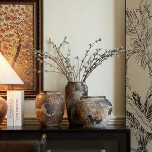 Rustic Vase for Home Decor, Farmhouse Terracotta Vases, Stone Vases, Large Vases for Living Room Decor, Rustic Flower Vase Decoration for Living Room Tall Ceramic Vase - Image 3
