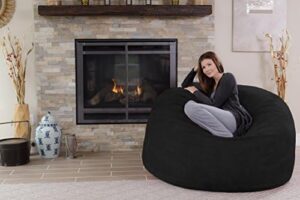 Chill Sack Bean Bag Chair - 5' Giant Memory Foam Lounge Chair with Soft Microfiber Cover – Cozy Furniture for Living Room, Dorm, & Kids' Rooms – Comfortable 5 Ft, Microsuede Lounge Sofa, Black - Image 2