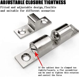 Solid Stainless Steel Cabinet Door Catch,glrovazas 2Pcs Cabinet Latch Roller Catch Furniture Cabinet Door Dual Ball Tension Latch Closet Ball Roller Catch Latch with Screw (43mm) - Image 5