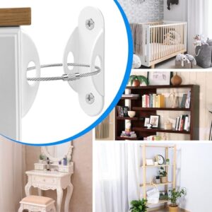 Guirnd 6 Pack Furniture Anchors, Anti Tip Furniture Anchors for Baby Proofing, Metal Earthquake Straps Furniture Straps Wall Anchor for Dresser and Bookcase (White) - Image 7