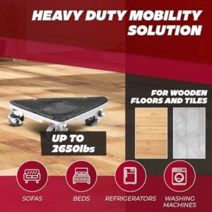 Furniture Movers with 3 Wheels & Lifter Set - 360° Rotation, Supports 2650 lbs - Includes 4 Dollies, Pry Bar, Non-Slip Pads, & Storage Bag - Image 2