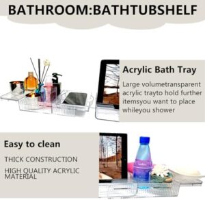Adjustable Bath Tray for Tub - Tub Caddy for Bathtub,Large Capacity- Bathtub Tray for Easy Cleaning,Transparent Expandable Bath Tray Table for Tub,Suitable for Most of Bath Tubs, Bath Trays for Women - Image 4