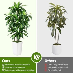 Artificial Dracaena Tree Indoor, 6FT Tall Fake Tree with White Tall Planter, Artificial Trees Fake Yucca Potted Tree for Home Office Living Room Decor,Tall Artificial Plant for Housewarming - Image 3