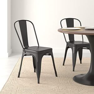Amazon Basics Metal Dining Chairs, Easy to Assemble, Sturdy, 4 Pack, 20.1" D x 17.1" W x 33.5" H, Matte Black - Image 8