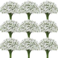 50 Pcs Babys Breath Artificial Flowers, Baby Breath Flowers Artificial Bulk, Real Touch White Fake Flowers, Faux Babies Breath Gypsophila for Wedding Home Decor Floral Arrangement