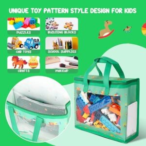 5 Pack Toy Storage Bags with Labels, Include 1 Pcs Extra Large and 4 Pcs Large Bags, Portable Toy Storage Organizer with Pattern Design for Organizing Board Game, Building Blocks, Puzzle, Kids Books - Image 3