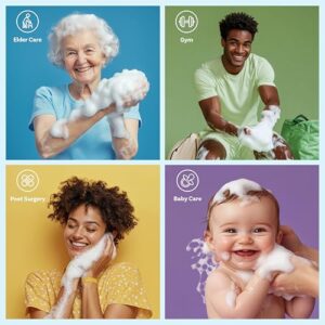 Scrubzz Disposable Rinse Free Bathing Wipes - 25 Pack - All-in-1 Single Use Shower Wipes, Simply Dampen, Lather, and Dry Without Shampoo or Rinsing - Image 5