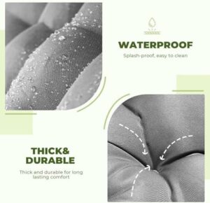 Outdoor Egg Chair Cushion, Waterproof Egg Chair Replacement Cushion, Thickened 7 Inches Hanging Chair Cushion, U-Shaped Cushions with Headrest for Outdoor Furniture 47x40x7 Inches (Gray) - Image 4