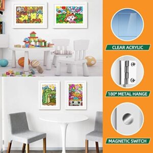 4 Pack Kids Art Frames 8.5x11 Inch Kids Artwork Flip Frame Changeable for Picture Display, Children School Drawing Projects Storage, Horizontally Vertically Wall Hanging, Front Opening, White - Image 4