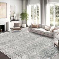 zesthome 6x9 Rugs for Living Room – Abstract Washable Rug, Ultra-Thin 6x9 Area Rugs, Stain Resistant Rugs for Bedroom, Large Home Decor Rug, Modern Area Rug (Grey, 6'x9')