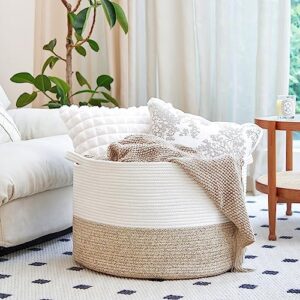 Extra Large Cotton Rope Basket 22" x 14" - Toy Basket for Kids -Blanket Basket for Living Room - Woven Baskets for Storage - Image 4