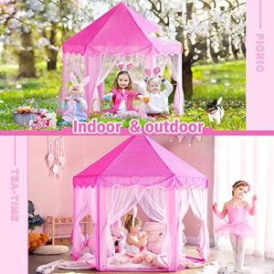 Monobeach Princess Tent Girls Large Playhouse Kids Castle Play Tent with Star Lights Toy for Children Indoor and Outdoor Games, 55'' x 53'' (DxH) - Image 5