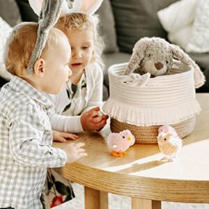 CherryNow Small Woven Storage Baskets Cotton and Jute Rope Decorative Hamper for Diaper, Blankets, Magazine and Keys, Cute Tassel Nursery Decor - Home Storage Container – 9.5'' x 7'' - Image 2