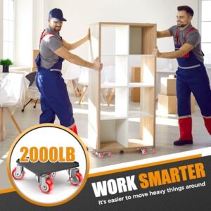 Furniture Dolly,Furniture Mover Pro Set,Furniture Lifter with 5 360° Rotatable Rubber Universal Wheels,Carbon Steel Panel Furniture Movers,Maximum Load 3307LBS.Red. - Image 6