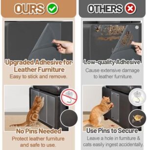 Cat Scratch Furniture Protector - 3 Sizes Sticky Tapes Specially Designed for Leather Furniture, Anti-Scratch Couch Protector, No Pins, 12 Pack - Image 3