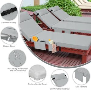 Tondiamo 2 Set Outdoor Chaise Lounge Cushions with Pillows and Storage, 72 x 21 x 3 Inch Outdoor Lounge Chair Seat Pads Outside Waterproof Chaise Cushion for Outdoor Lawn Patio Furniture(Light Gray) - Image 3