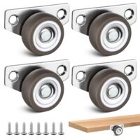 4Pcs 1.25 Inch Small Side Mount Casters - Mini Low Profile Rigid Caster Wheels for Wooden Furniture, Underbed Drawers, Trays, DIY Projects, Side Mount Casters