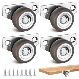 4Pcs 1.25 Inch Small Side Mount Casters - Mini Low Profile Rigid Caster Wheels for Wooden Furniture, Underbed Drawers, Trays, DIY Projects, Side Mount Casters