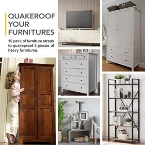 Furniture Anchors (10 Pack) Anti Tip Furniture Straps for Baby Proofing, 400lbs Tension Earthquake Resistant Metal Straps, Furniture Wall Anchor Prevent Baby Pet from Falling Furniture - Image 9