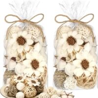 Riceshoot 2 Pack Decorative Balls Potpourri Bowl Filler Decor Natural Vase Bowl Filler Assorted Spherical Rattan Twigs Wicker Balls Cotton for Home Decor Centerpiece(White)