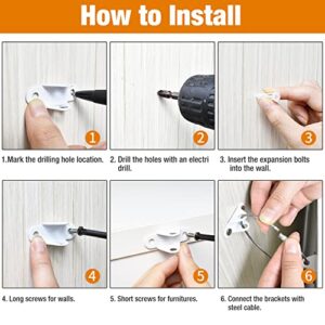 Furniture Anchors (10 Packs) Anti Tip Furniture Anchors for Baby Proofing, Furniture Wall Anchor Earthquake Straps for Furniture Dresser Wall Safety Anchor Furniture Fasteners to Wall, White - Image 7