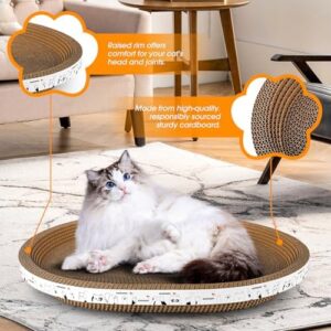 3 Pack Large Oval Cat Scratcher Bed Scratch Pad Board Lounge Couch Cats Bowl Shaped Scratching Post Nest for Cats Grinding Claw Cat Scratcher Cardboard Furniture Protector 17.3" x 14" x 2.36" - Image 3