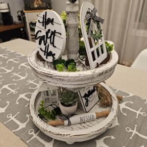 Houmury Set of 16 Farmhouse Tiered Tray Decor with 1 Lantern Artificial Plant& Cutting Board Sign for Rustic Home Kitchen Decor Tier Tray Decor Set (Tiered Tray Not Included) - Image 9
