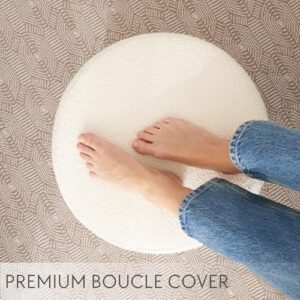 ZICOTO Beautiful Boucle Pouf Ottoman and Foot Rest - Elevate Your Living Room Decor with Lightweight Comfort and Charm - A Round Modern Foam Filled Foot Stool Perfect to Rest Your Feet - Image 3