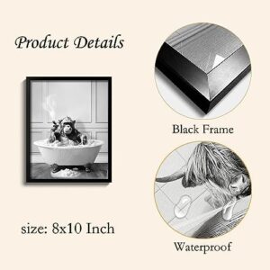 Framed Bathroom Decor Wall Art, Chimpanzee in Bathtub, Black and White Wall Art, Funny Bathroom Wall Decor Signs, Cute Animal Art Home Decor (Framed,8''x10'') - Image 7
