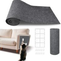 78.7"x15.8" Cat Scratch Mat, Self-Adhesive Carpet Protector for Furniture, Walls & Cat Towers, Trimmable DIY Climbing Scratcher, Replacement Pads for Indoor Cats (Dark Grey)
