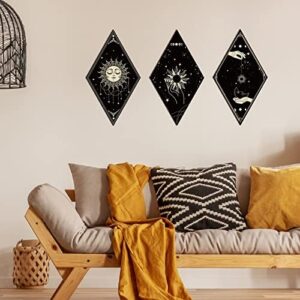 Sintuff 6 Pieces Boho Wall Decor Sun Moon Phases Wall Art Gothic Minimalist Stars Sun Wall Hanging Boho Wooden Home Decor Farmhouse Wall Pediments for Gallery Living Bedroom Room(Boho) - Image 3