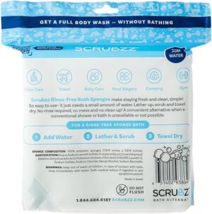 Scrubzz Disposable Rinse Free Bathing Wipes - 25 Pack - All-in-1 Single Use Shower Wipes, Simply Dampen, Lather, and Dry Without Shampoo or Rinsing - Image 7
