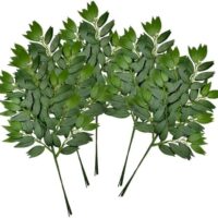 60Pcs Italian Ruscus Greenery Stems Artificial Silk Greenery Leaves for DIY Wedding Arch Bouquet Filler Table Centerpieces Home Indoor Decor