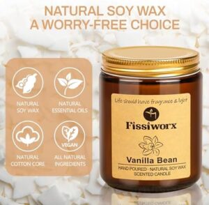 Vanilla Scented Candle Set 2 Pack, Candle for Home Scented, Odor Eliminating, Stress Relief, 15oz, 110 Hours Long Lasting Soy Wax Gift Set for Women - Image 3