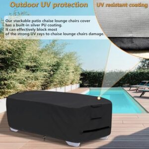 Outdoor Lounge Chair Covers for 4-6 Stackable Patio Chaise Lounge Chairs, Waterproof, Durable Polyester Fabric 80 x 32 x 40 Inch Pool Chair Covers for Winter Storage (Black) - Image 3