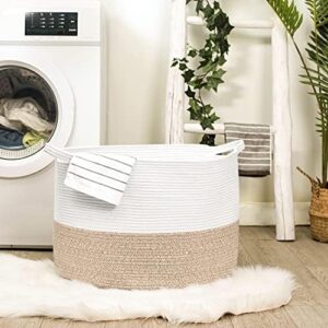 Extra Large Cotton Rope Basket 22" x 14" - Toy Basket for Kids -Blanket Basket for Living Room - Woven Baskets for Storage - Image 6