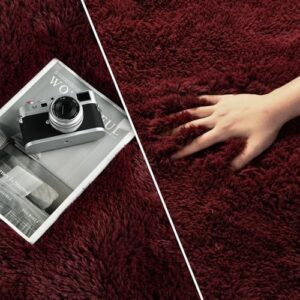 Large Shag Area Rugs 6 x 9, Plush Fuzzy Rugs for Living Room, Ultra Soft Fluffy Furry Rug for Bedroom, Indoor Carpet Nursery Rugs for Kids Room Home Decor, Burgundy - Image 4