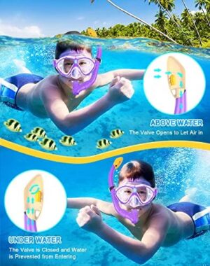 Gintenco Kids Snorkel Set, Diving Mask for Children as Unisex Kids Swimming Goggles, Anti-Fog Diving Mask and Dry Top Snorkel Combo Set for Junior and Youth - Image 3