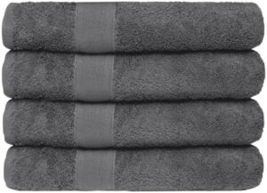 100% Cotton Bath Towel Set (Pack of 4) - Soft, Quick-Drying & Highly Absorbent Towels for Sensitive Skin - Ideal for Bathroom, Gym, Hotel & Spa - Charcoal Grey (27 x 54 inches, 550 GSM)